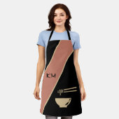 Modern minimalistisch zwart Schort in Aziatische s (Gedragen)