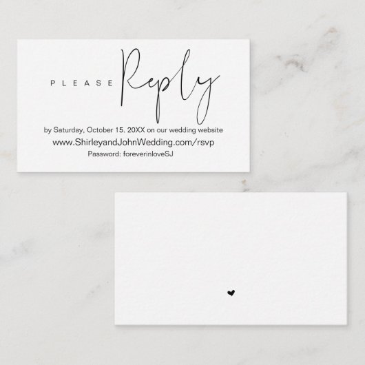 Modern Minimalistisch, Zwart Schrift, Online RSVP Informatiekaartje (Voorkant / Achterkant)
