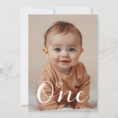 Modern minimalistisch zwart script 1e verjaardag f kaart (Achterkant)