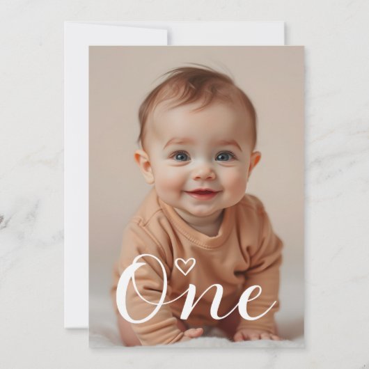 Modern minimalistisch zwart script 1e verjaardag f kaart (Achterkant)