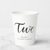 Modern minimalistisch zwart script 2e verjaardag papieren bekers (Voorkant)