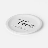 Modern minimalistisch zwart script 2e verjaardag papieren bordje (Gekanteld)