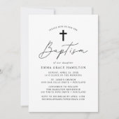 Modern minimalistisch zwart Script Baptisme Kaart (Voorkant)