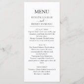 Modern minimalistisch zwart script bruiloft diner menu (Voorkant)