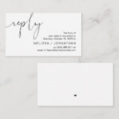 Modern minimalistisch zwart script, bruiloft RSVP Informatiekaartje (Voorkant / Achterkant)
