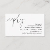 Modern minimalistisch zwart script, bruiloft RSVP Informatiekaartje (Voorkant)