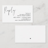 Modern minimalistisch zwart script, bruiloft RSVP Informatiekaartje (Voorkant / Achterkant)