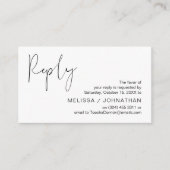 Modern minimalistisch zwart script, bruiloft RSVP Informatiekaartje (Voorkant)