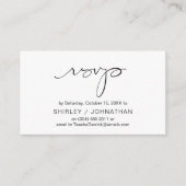 Modern minimalistisch zwart script, bruiloft RSVP Informatiekaartje (Voorkant)