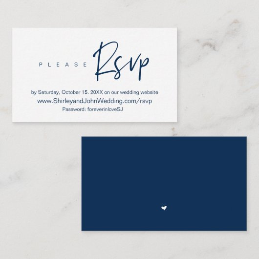 Modern minimalistisch, zwart script, online RSVP E Informatiekaartje (Voorkant / Achterkant)