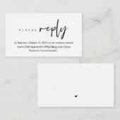 Modern minimalistisch, zwart script, online RSVP E Informatiekaartje (Voorkant / Achterkant)
