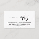 Modern minimalistisch, zwart script, online RSVP E Informatiekaartje (Voorkant)