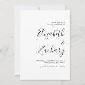 Modern Minimalistisch Zwart Script Save the Date Aankondiging (Voorkant)