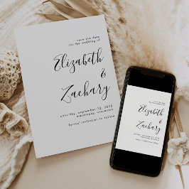 Modern Minimalistisch Zwart Script Save the Date Aankondiging