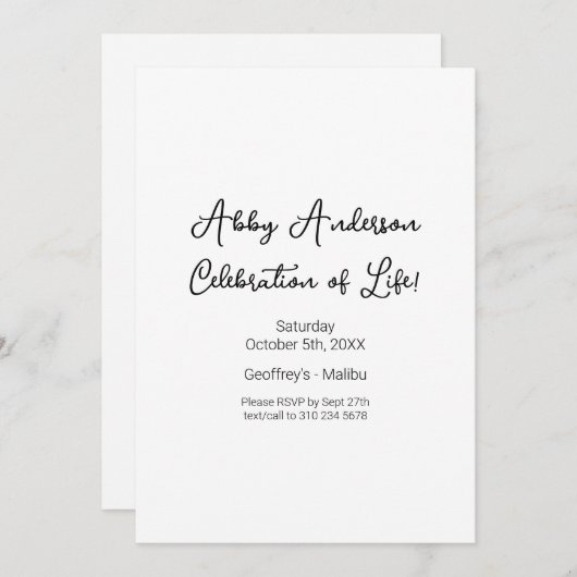 Modern minimalistisch zwart script viering van het kaart (Voorkant / Achterkant)