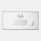 Modern minimalistisch zwart script wit grijs monog bureaumat (Keyboard & Muis)