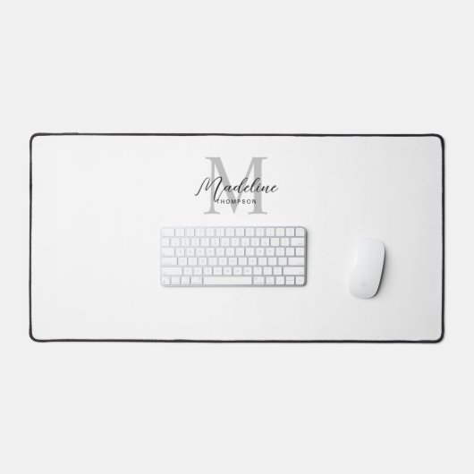 Modern minimalistisch zwart script wit grijs monog bureaumat (Keyboard & Muis)