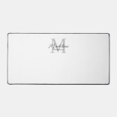 Modern minimalistisch zwart script wit grijs monog bureaumat (Voorkant)