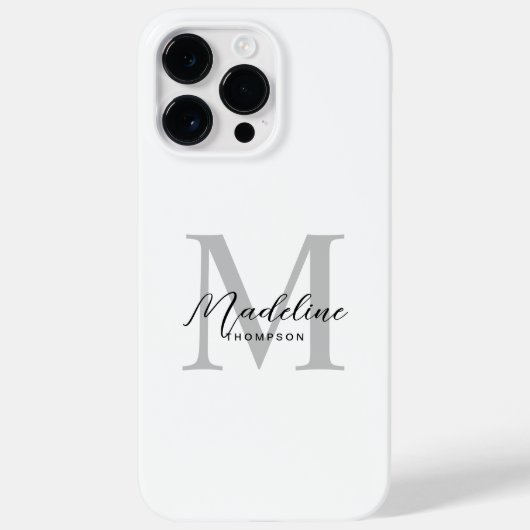 Modern minimalistisch zwart script wit grijs monog Case-Mate iPhone case (Achterkant)