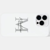 Modern minimalistisch zwart script wit grijs monog Case-Mate iPhone case (Achterkant (horizontaal))