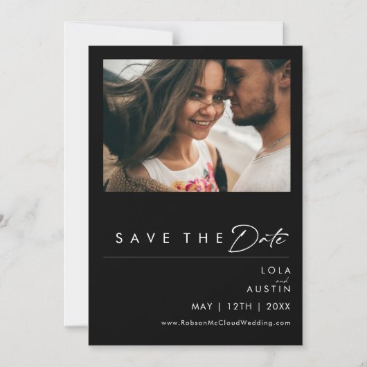 Modern minimalistisch | Zwart sparen de Datum Magn Magnetische Uitnodiging (Voorkant)