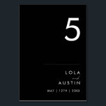 Modern minimalistisch | Zwart tabelnummer Kaart<br><div class="desc">Deze moderne minimalistische | Zwart tafelnummer is perfect voor je klastige boho bruiloft. Het eenvoudige, unieke abstracte ontwerp dat vergezeld gaat van een hedendaags, minimaal script en een zwart-wit kleurenpalet geeft dit product een gevoel van elegante formele luxe terwijl het simplistische, chic bohemen blijft. Houd het zoals is, of verkies...</div>