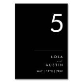 Modern minimalistisch | Zwart tabelnummer Kaart (Achterkant)