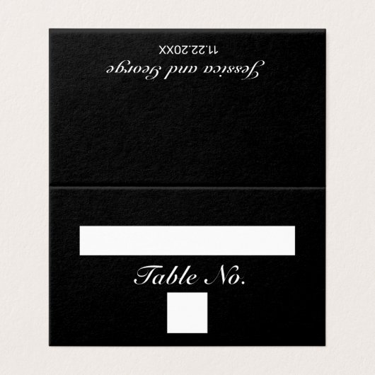 Modern Minimalistisch Zwart Tafelnummer en Naam Ka (Buitenkant ongevouwen)