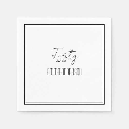 Modern Minimalistisch Zwart  tekst Wit Servet (Voorkant)