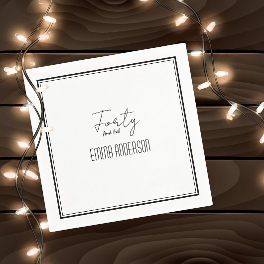 Modern Minimalistisch Zwart  tekst Wit Servet