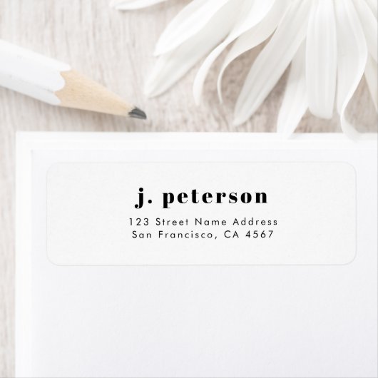 Modern minimalistisch zwart Typografiemadres Etiket (Insitu)