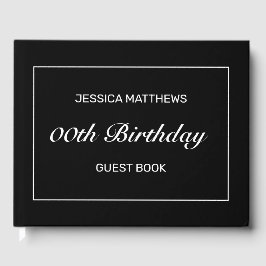 Modern minimalistisch zwart verjaardagsnummer gastenboek