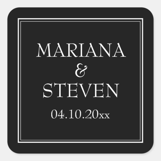 Modern minimalistisch zwart vierkante sticker (Voorkant)