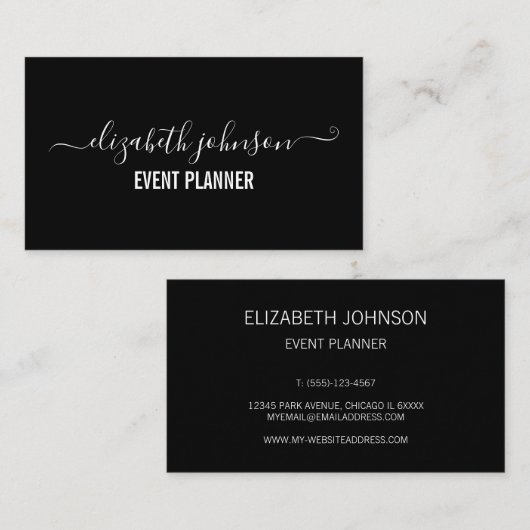 Modern minimalistisch zwart visitekaartje (Voorkant / Achterkant)