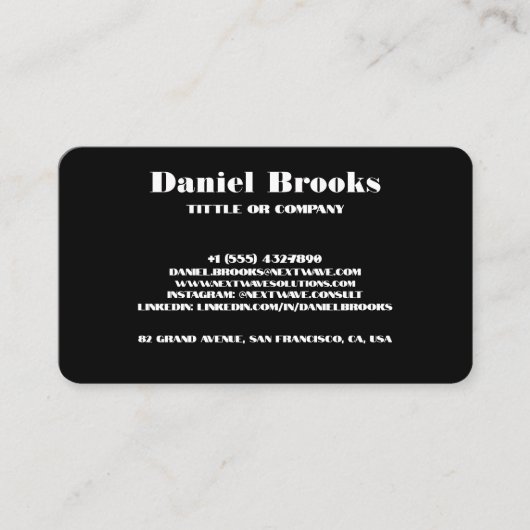 Modern minimalistisch zwart Visitekaartje (Voorkant)