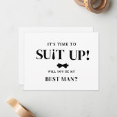 Modern minimalistisch zwart vraagt Groomsman voors Notitiekaartje (Voorkant / Achterkant in situ)