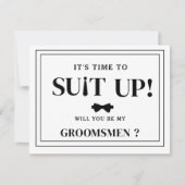 Modern minimalistisch zwart vraagt Groomsman voors Notitiekaartje (Voorkant)