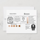 Modern minimalistisch zwart vraagt Groomsman voors Notitiekaartje (Achterkant)