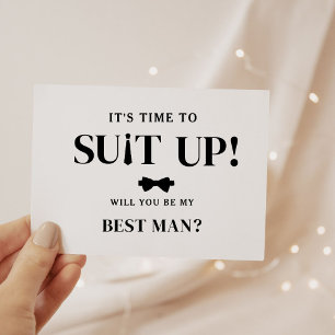 Modern minimalistisch zwart vraagt Groomsman voors Notitiekaartje