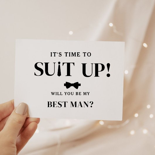 Modern minimalistisch zwart vraagt Groomsman voors Notitiekaartje