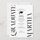 Modern Minimalistisch zwart-wit Afstuderen Kaart (Voorkant)