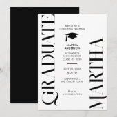 Modern Minimalistisch zwart-wit Afstuderen Kaart (Voorkant / Achterkant)