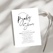 Modern minimalistisch zwart-wit Baby shower Kaart