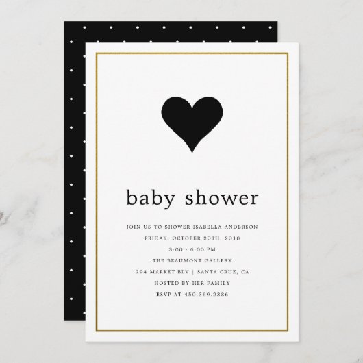 Modern minimalistisch zwart-wit Baby shower Kaart (Voorkant / Achterkant)