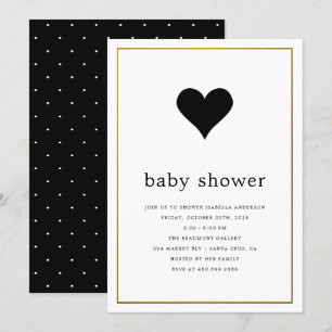 Modern minimalistisch zwart-wit Baby shower Kaart