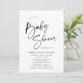 Modern minimalistisch zwart-wit Baby shower Kaart (Staand voorkant)