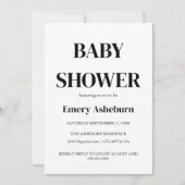 Modern Minimalistisch zwart-wit Baby shower Kaart (Voorkant)