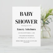 Modern Minimalistisch zwart-wit Baby shower Kaart (Staand voorkant)