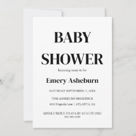 Modern Minimalistisch zwart-wit Baby shower Kaart