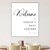 Modern minimalistisch zwart wit Baby shower Poster